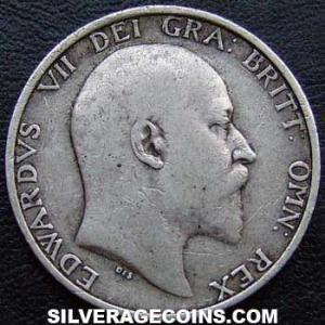 1909 Edward VII British Silver Shilling (Obverse)