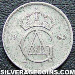 1963 U Gustav VI Swedish 10 Öre (Obverse)