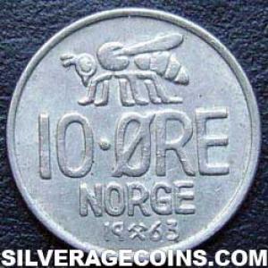 1963 Olav V Norwegian 10 Øre (Reverse)