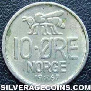 1967 Olav V Norwegian 10 Øre (Reverse)