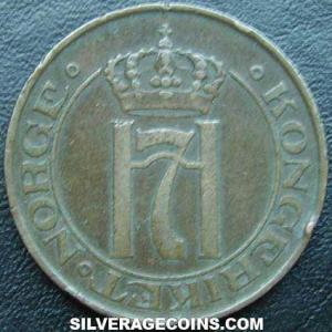 1913 Haakon VII Norwegian Bronze 5 Øre (Obverse)