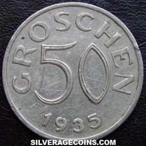 1935 Austrian 50 Groschen (Reverse)