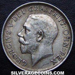 Chelín de Plata Británico de Jorge V (tipo 1) 1914 (Anverso)