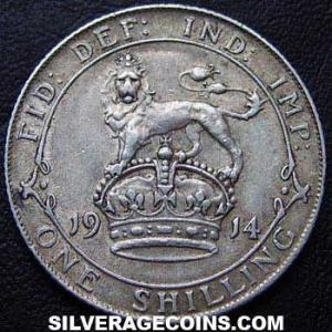 Chelín de Plata Británico de Jorge V (tipo 1) 1914 (Reverso)