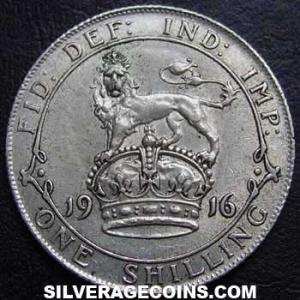 Chelín de Plata Británico de Jorge V (tipo 1) 1916 (Reverso)