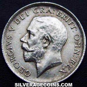 Chelín de Plata Británico de Jorge V (tipo 1) 1917 (Anverso)