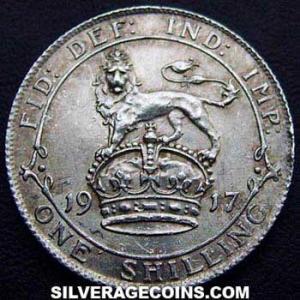 Chelín de Plata Británico de Jorge V (tipo 1) 1917 (Reverso)