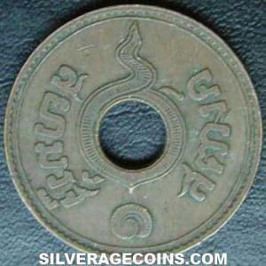  RS129 (1910) Rama VI Thai Bronze Satang (Siam) (Obverse)