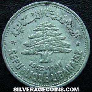 1952 (u) Lebanese Silver 50 Piastres (Obverse)
