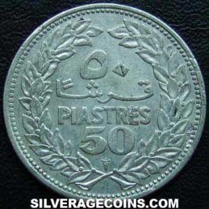 1952 (u) Lebanese Silver 50 Piastres (Reverse)
