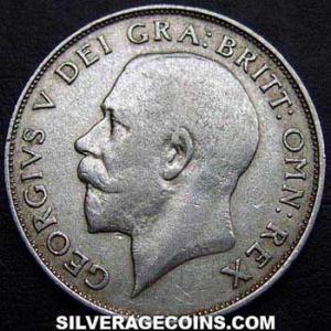 Chelín de Plata Británico de Jorge V (tipo 2) 1920-4B (Anverso)