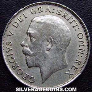 Chelín de Plata Británico de Jorge V (tipo 2) 1921-4D (Anverso)