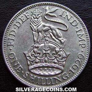 1929 George V British Silver Shilling (Reverse)