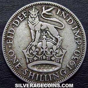 1930 George V British Silver Shilling (Reverse)