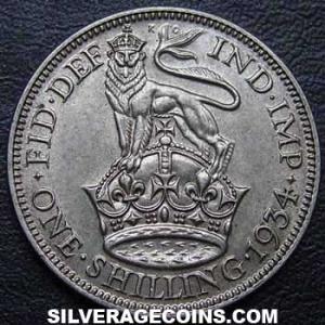 1934 George V British Silver Shilling (Reverse)