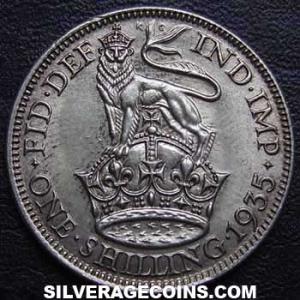 1935 George V British Silver Shilling (Reverse)