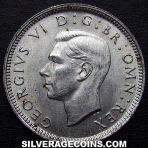 Chelín de Plata Británico de Jorge VI (Inglaterra) 1945 (Anverso)