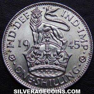 Chelín de Plata Británico de Jorge VI (Inglaterra) 1945 (Reverso)