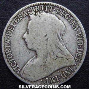 1895 Victoria British Silver "Widow Head" 2 Shillings (Florin) (Obverse)