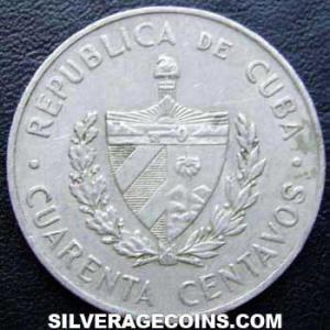 1962 Cuban 40 Centavos (Camilo Cienfuegos Gornaran) (Obverse)