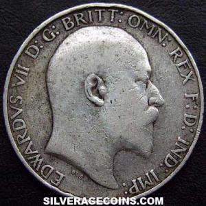 1909 Edward VII British Silver 2 Shillings (Florin) (Obverse)