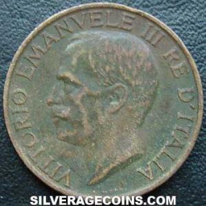 1926 R Vittorio Emanuele III Italian Bronze 10 Centesimi (Obverse)