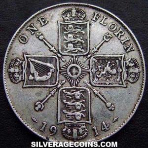 1914-2C George V British Silver Florin (2 Shillings) (Reverse)