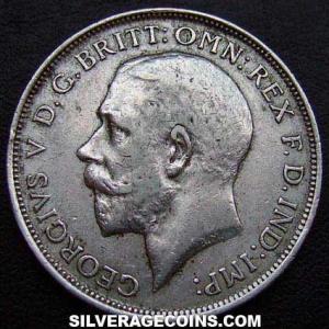 1915 George V British Silver Florin (2 Shillings) (Obverse)