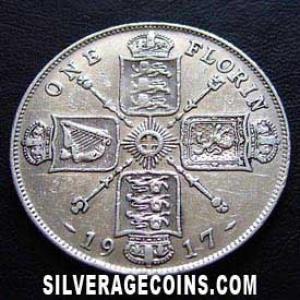 1917 George V British Silver Florin (2 Shillings) (Reverse)