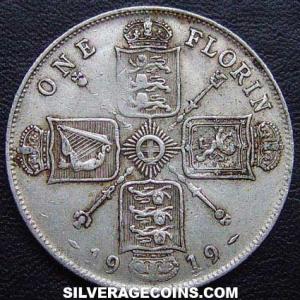 1919 George V British Silver Florin (2 Shillings) (Reverse)