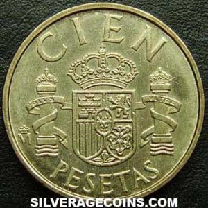 1983 lis down Juan Carlos I Spanish 100 Pesetas (Reverse)