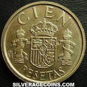 1984 lis up Juan Carlos I Spanish 100 Pesetas (Reverse)