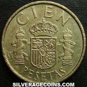 1986 lis down Juan Carlos I Spanish 100 Pesetas (Reverse)