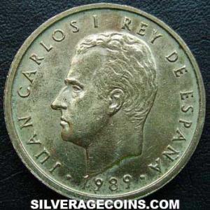 1989 lis down Juan Carlos I Spanish 100 Pesetas (Obverse)