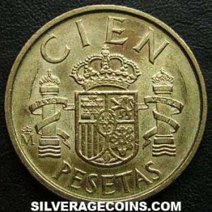 1989 lis down Juan Carlos I Spanish 100 Pesetas (Reverse)