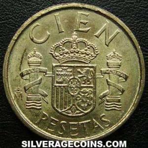 1990 lis down Juan Carlos I Spanish 100 Pesetas (Reverse)