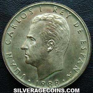 1988 lis up Juan Carlos I Spanish 100 Pesetas (Obverse)