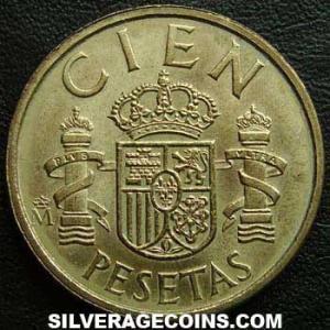 1988 lis up Juan Carlos I Spanish 100 Pesetas (Reverse)