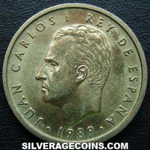 1989 lis up Juan Carlos I Spanish 100 Pesetas (Obverse)