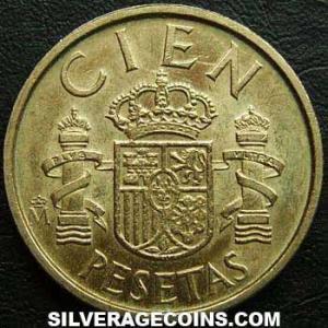 1989 lis up Juan Carlos I Spanish 100 Pesetas (Reverse)