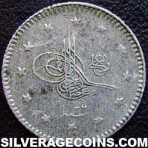 AH1293/32 (1906) Abdul Hamid II Turkish Silver Kurush (Obverse)