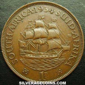1934 George V South African Bronze Penny (Reverse)