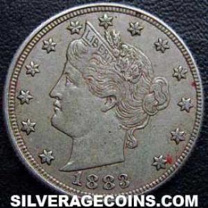 1883 United States "Liberty Head Nickel" 5 Cents (no CENTS) (Obverse)
