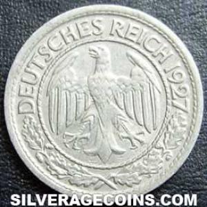 1927 A German Weimar Republic 50 Reichspfennig (Obverse)