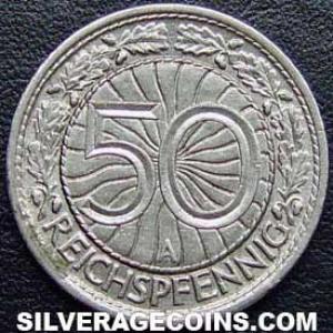 1928 A German Weimar Republic 50 Reichspfennig (Reverse)