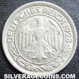 1928 E German Weimar Republic 50 Reichspfennig (Obverse)