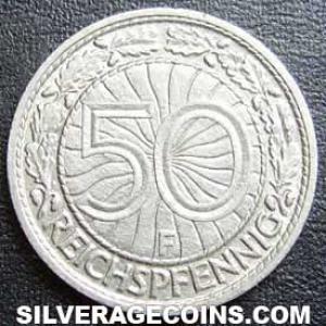 1928 F German Weimar Republic 50 Reichspfennig (Reverse)
