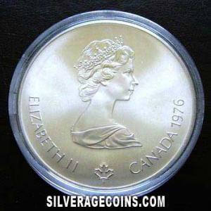 1976 Elizabeth II Canadian Silver 5 Dollars (Boxing) (Obverse)
