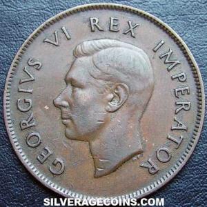 1937 George VI South African Bronze Penny (Obverse)