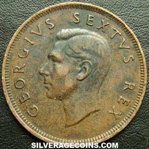 1950 George VI South African Bronze Penny (Obverse)